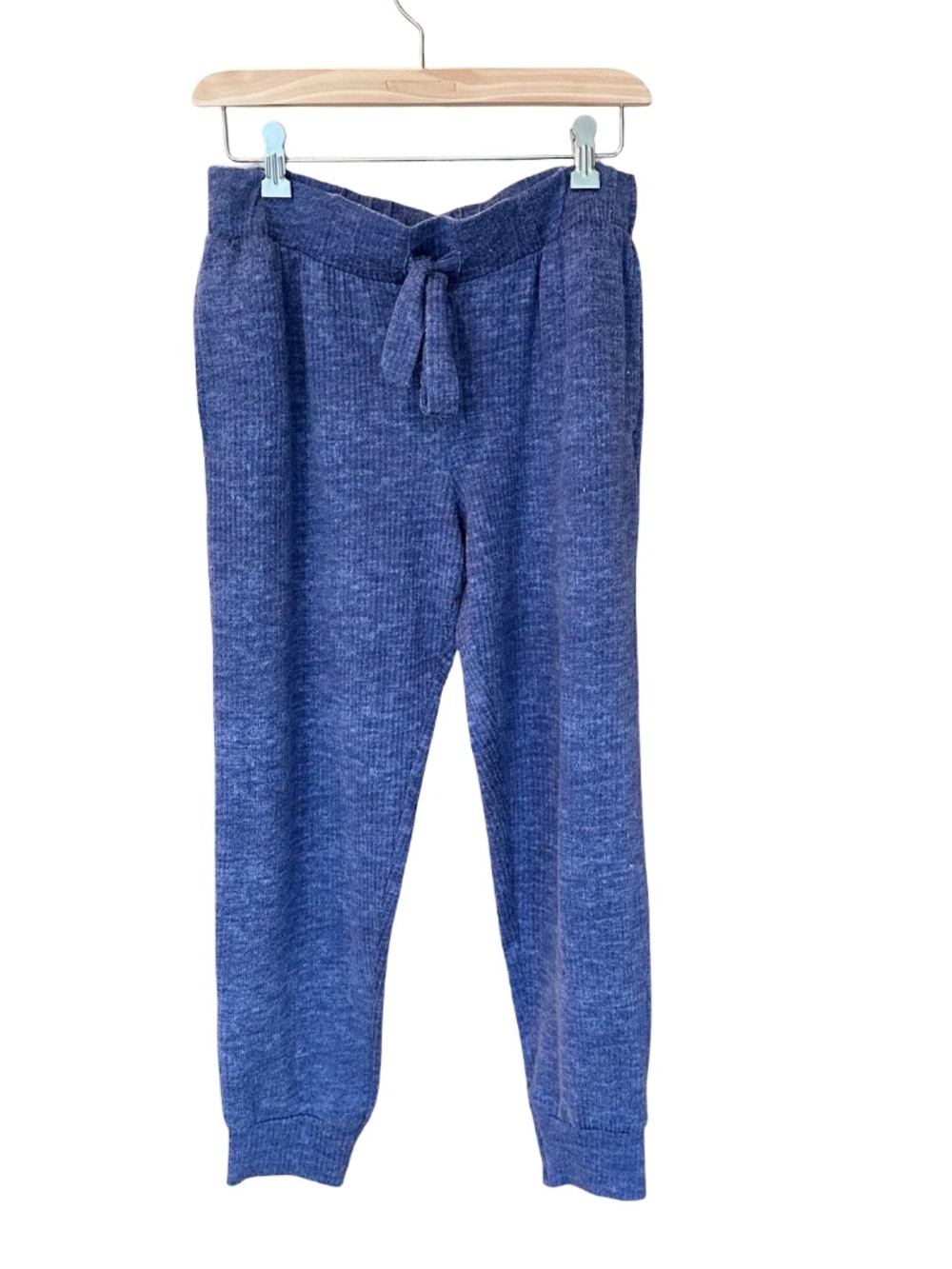 Jockey Women's Lightweight Lounge Pants Ribbed Drawstring Waist Blue Med